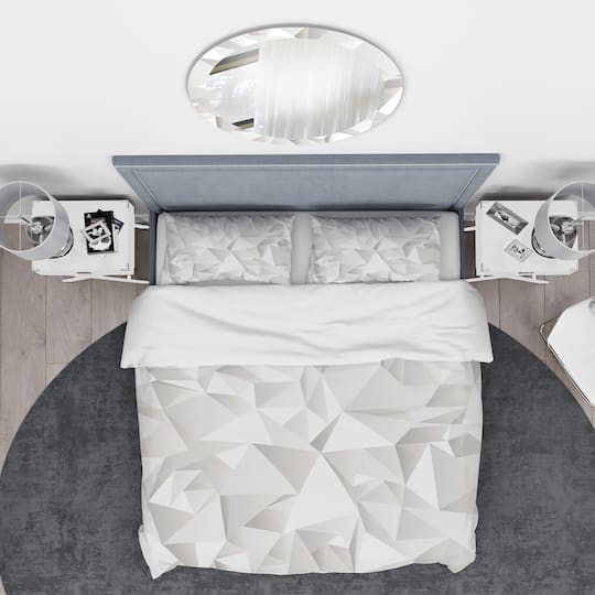 Designart 'White Crumpled Abstract' Scandinavian Bedding Set - Duvet Cover & Shams